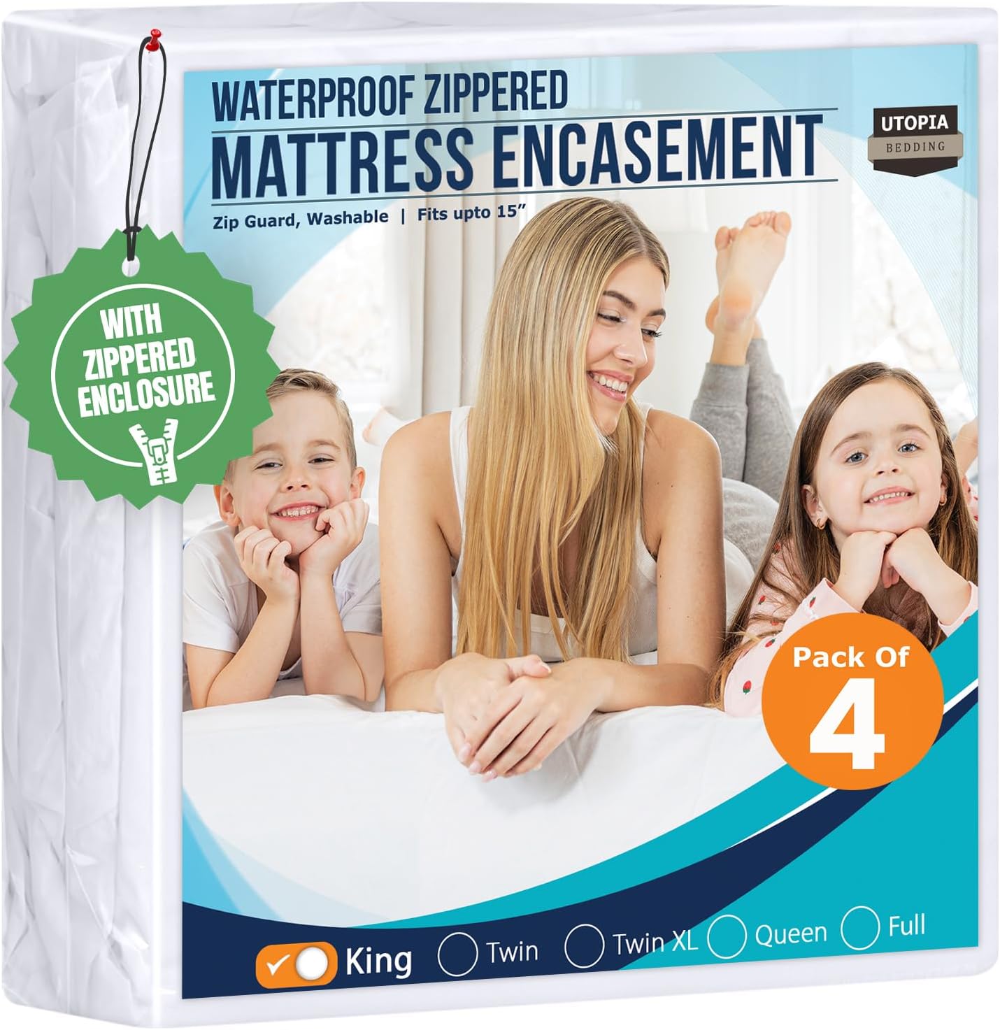Utopia Bedding King Size Mattress Protector - Waterproof 4-Pack, Soft Terry Cover with 17" Deep Pockets