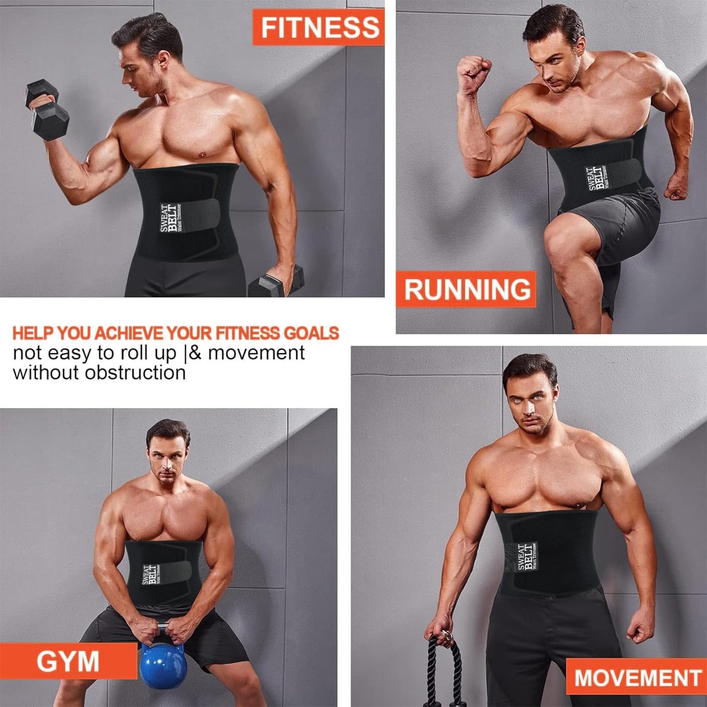 AMZBOSS Waist Trainer for Women & Men, Waist Sweat Band, Belly Band Sweat Belt, Stomach Wrap, Body Shaper Belt (Black, Medium)