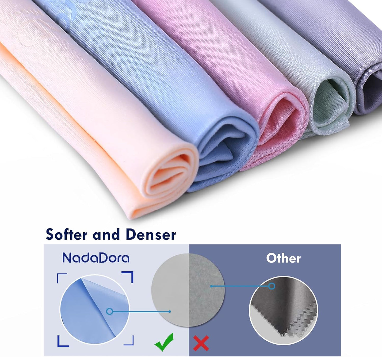 Nadadora Cloths,20 Pack,Extra Washable,6"X7" Individually Wrapped Premium Microfiber Glasses Cleaning Thick,Soft