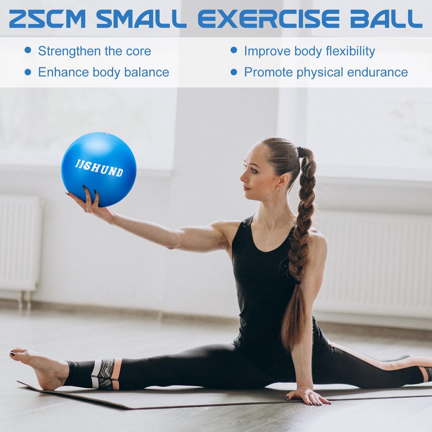 jjshund Pilates Ball, 9,8 Inch Small Exercise Mini Yoga Soft Workout Ball for Home Gym Yoga, Pilates, Core Training, Workout, Balance, Stability