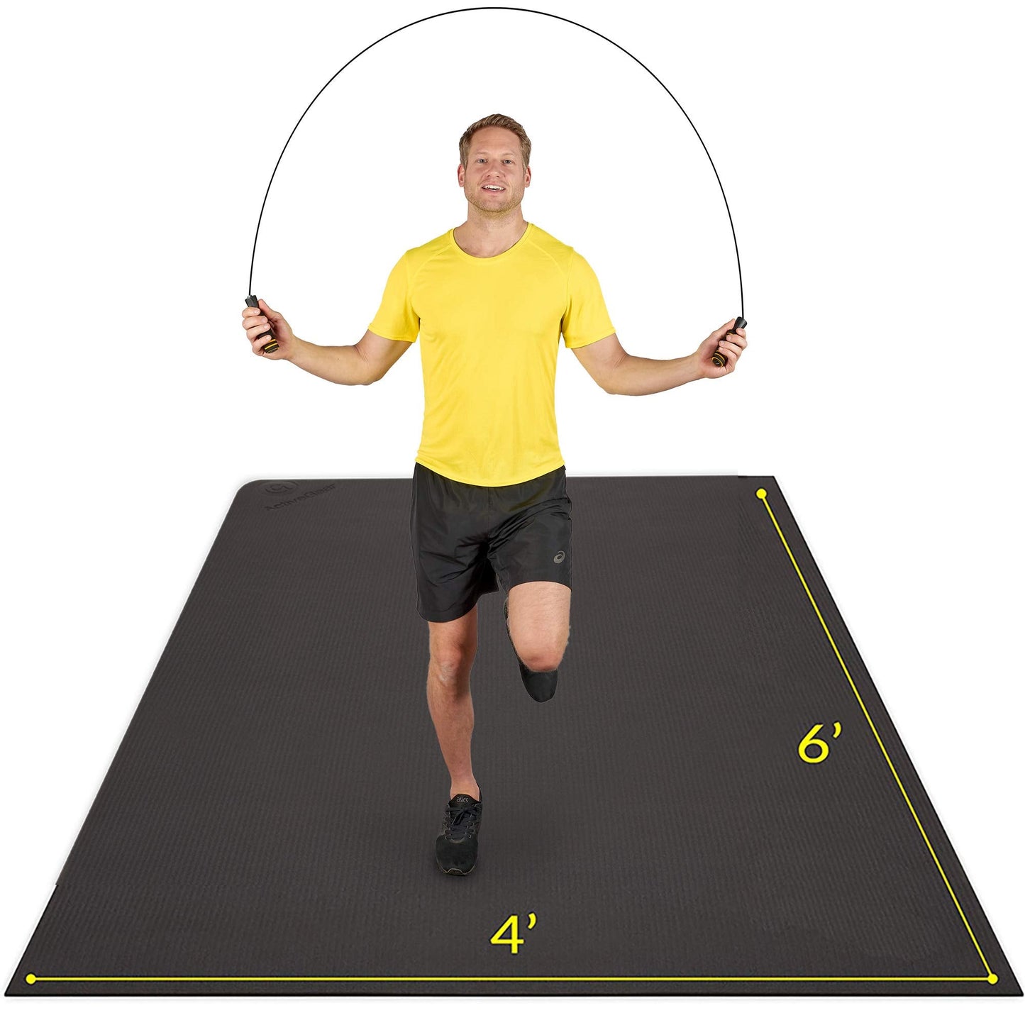 ActiveGear Large Exercise Mat for Home Workout | Workout Gym Flooring for Home Gym | Rubber Workout Mat - 6 x 4 ft Black