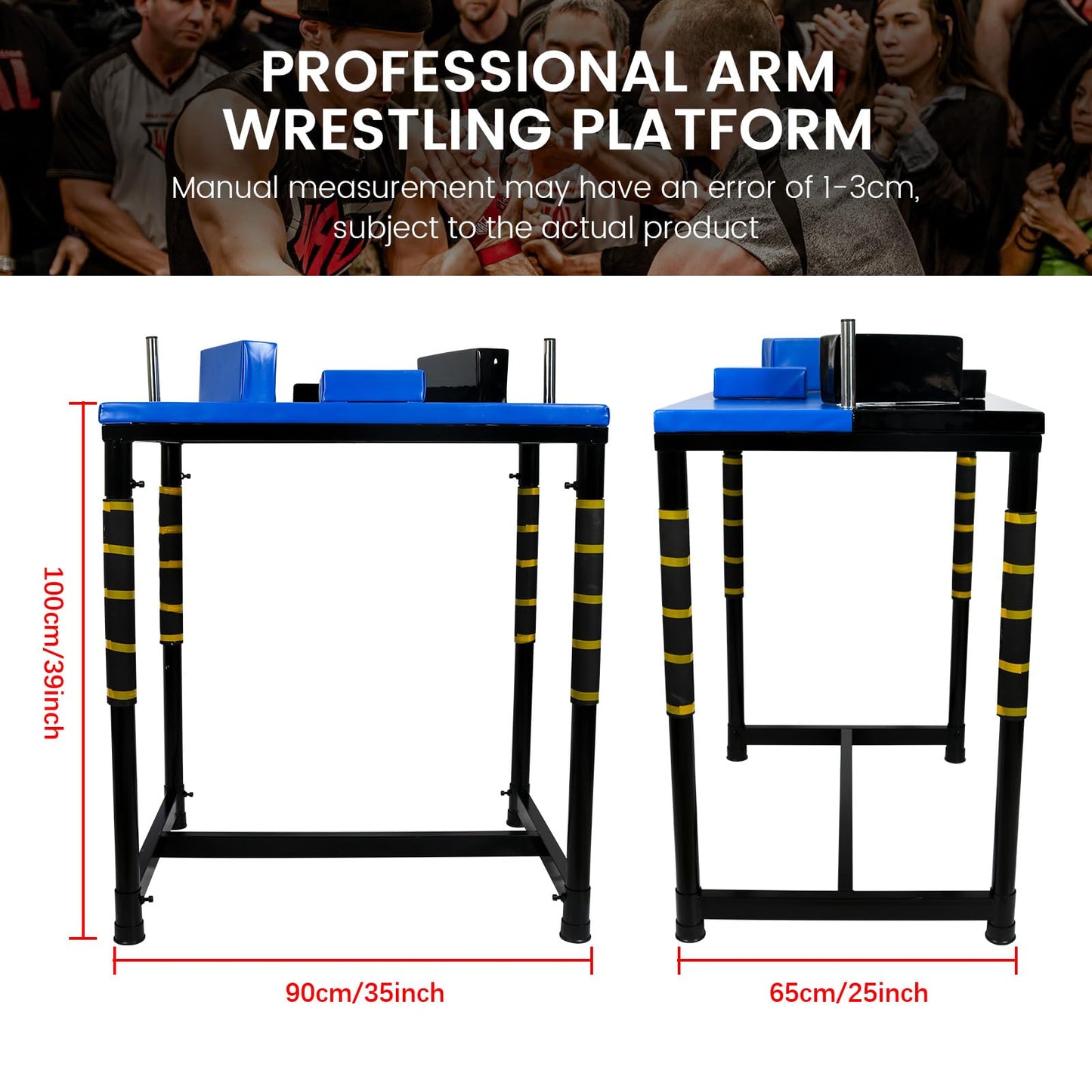 Professional Table - Arm Wrestling Battle Table Forearm Strength Training with Competition Design Wrist Strength Training Support Plate - （Black Blue）