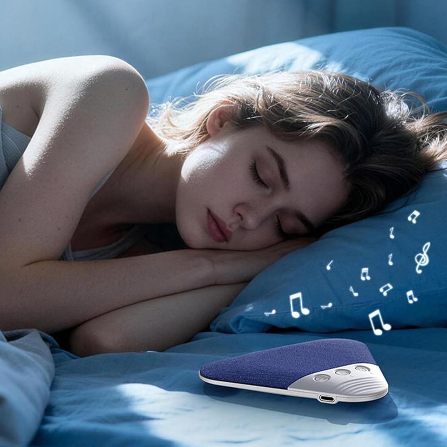 Generic 12x10.8x1.4cm, Pillow Speaker, Enhanced Sleep Support, White Noise Sound Pillow Speaker, Sleep Sound Machine