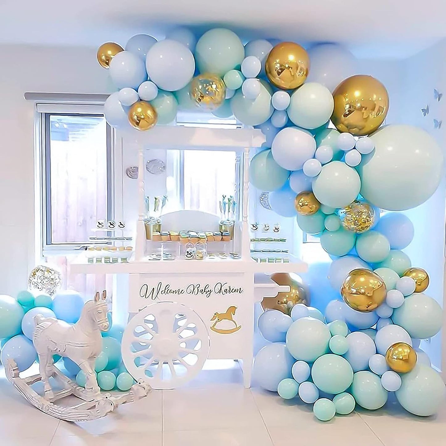 RUBFAC Pastel Blue Balloons - 116-Piece Set in Various Sizes for Birthday & Baby Shower Decor | Light Blue