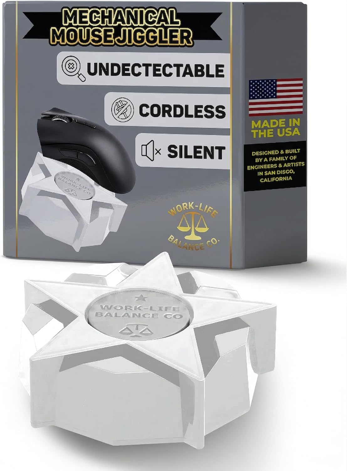 Work-Life Balance Corporation Work-Life Balance Compact Mechanical Mouse Jiggler - Undetectable Device to Keep Mouse