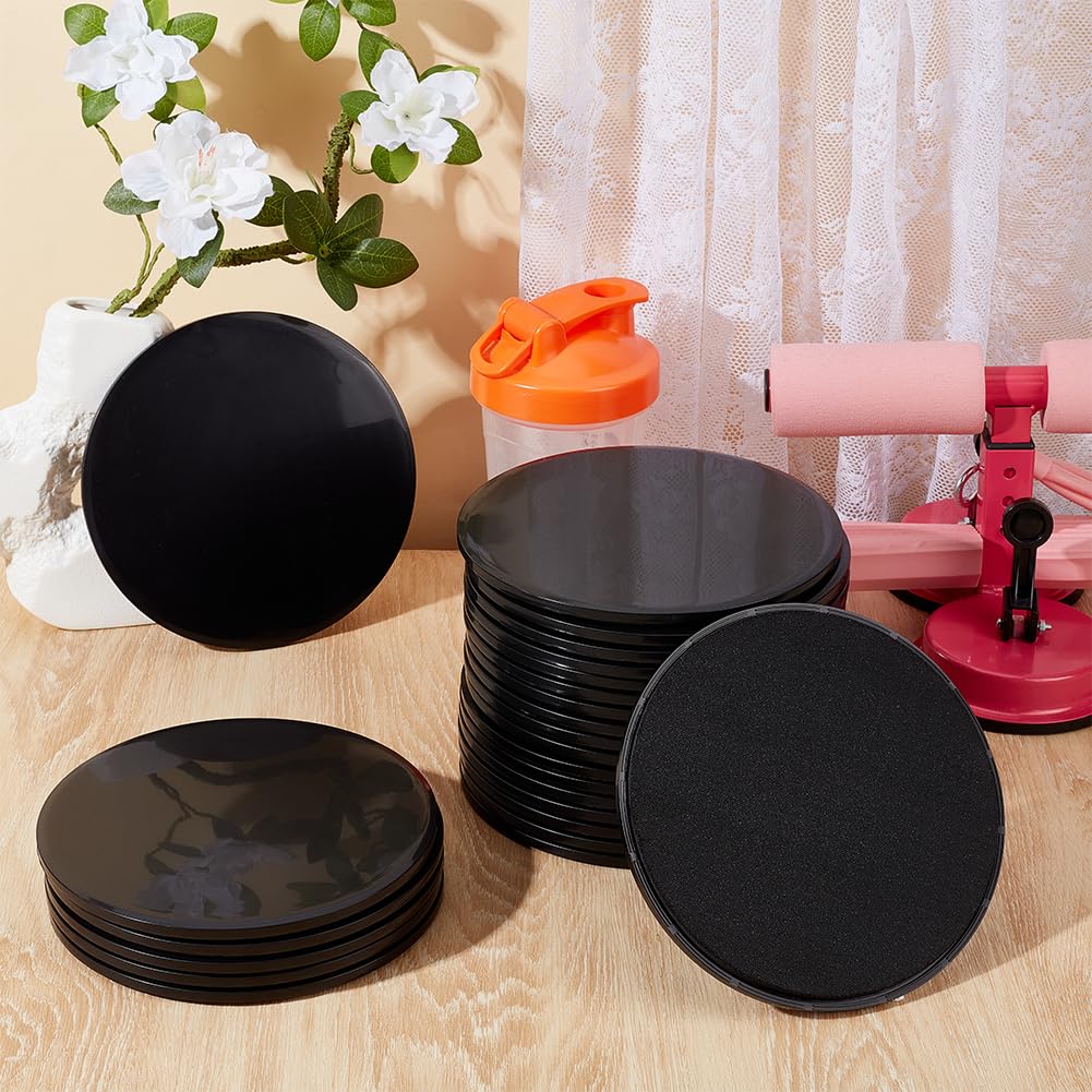 UNICRAFTALE 24Pcs Core Sliders for Working Out Dual Sided Exercise Sliders Fitness Discs Black Gliding Discs for Core Workout Group Training Classes Fitness Pilates 17.5cm Diameter