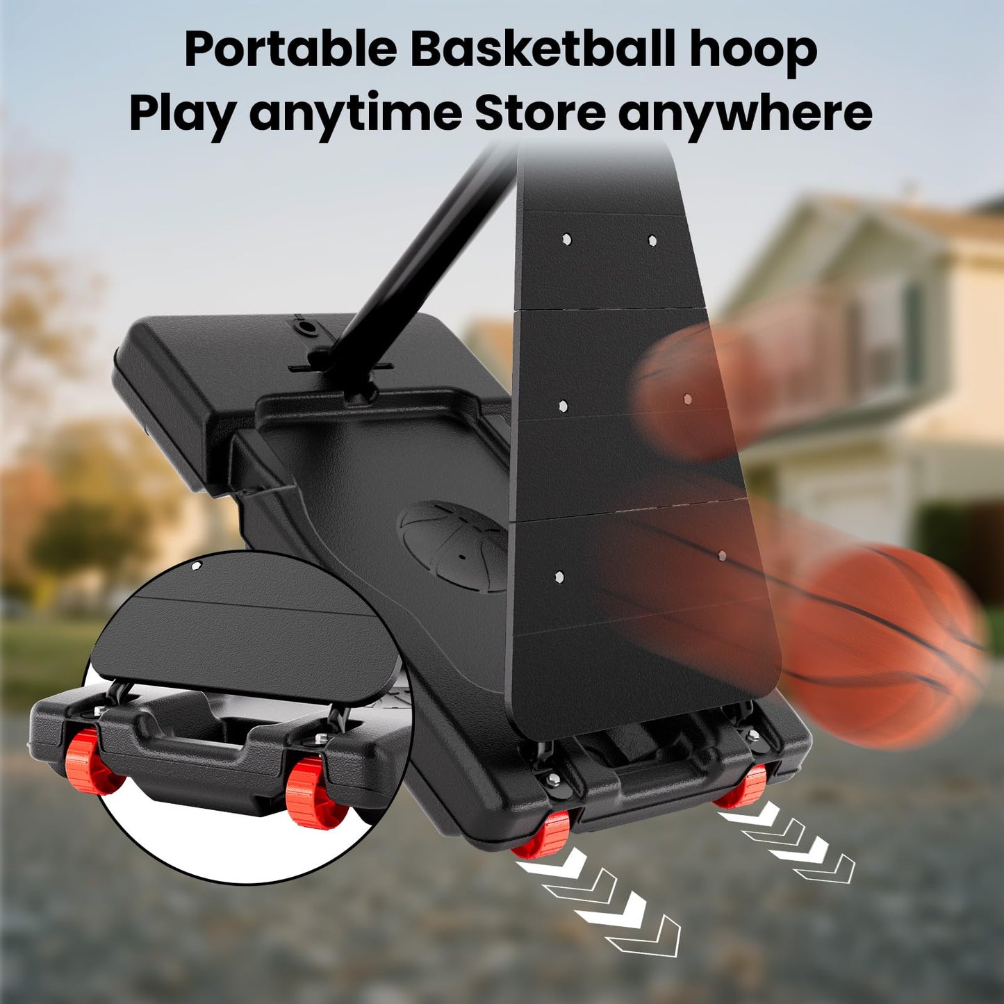 BACKYARD BLITZ Basketball Hoop,44&48in Backboard Portable Basketball Goal System, 10FT Hand-Crank Adjustable Basketball Hoop Outdoor (Black, 40in Backboard)