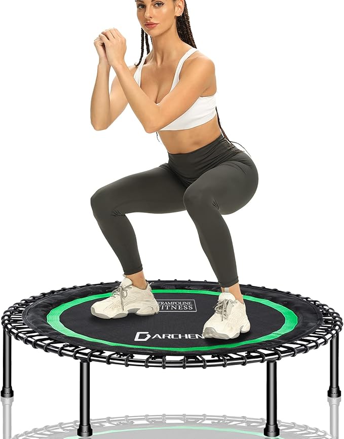 DARCHEN 450 lbs Mini Trampoline for Adults, Indoor Small Rebounder Exercise Trampoline for Workout Fitness for Quiet and Safely Cushioned Bounce, [40 Inch]