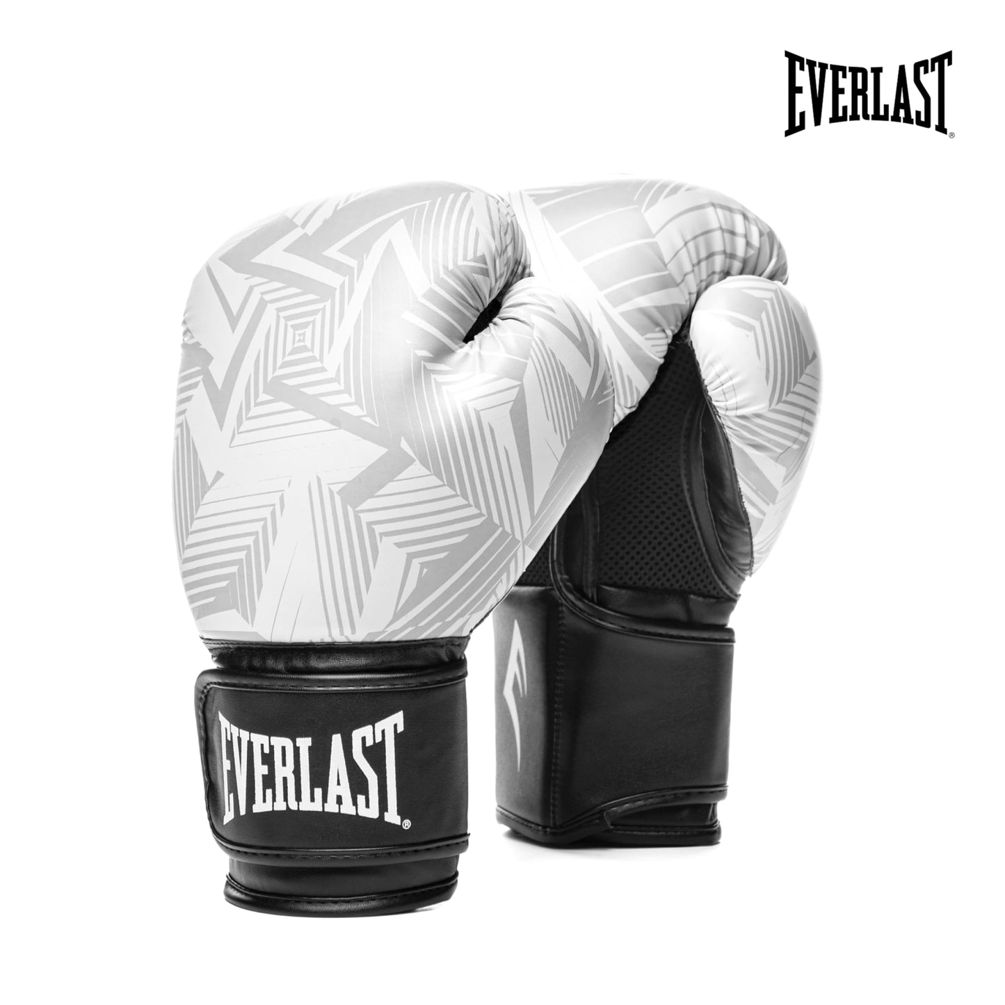 Everlast Spark Boxing Gloves | Training Gloves for Men and Women | Secure Fit Hook and Loop with Wrist Support | Heavy Bag & Fitness Training (14 oz | WHT Geo)