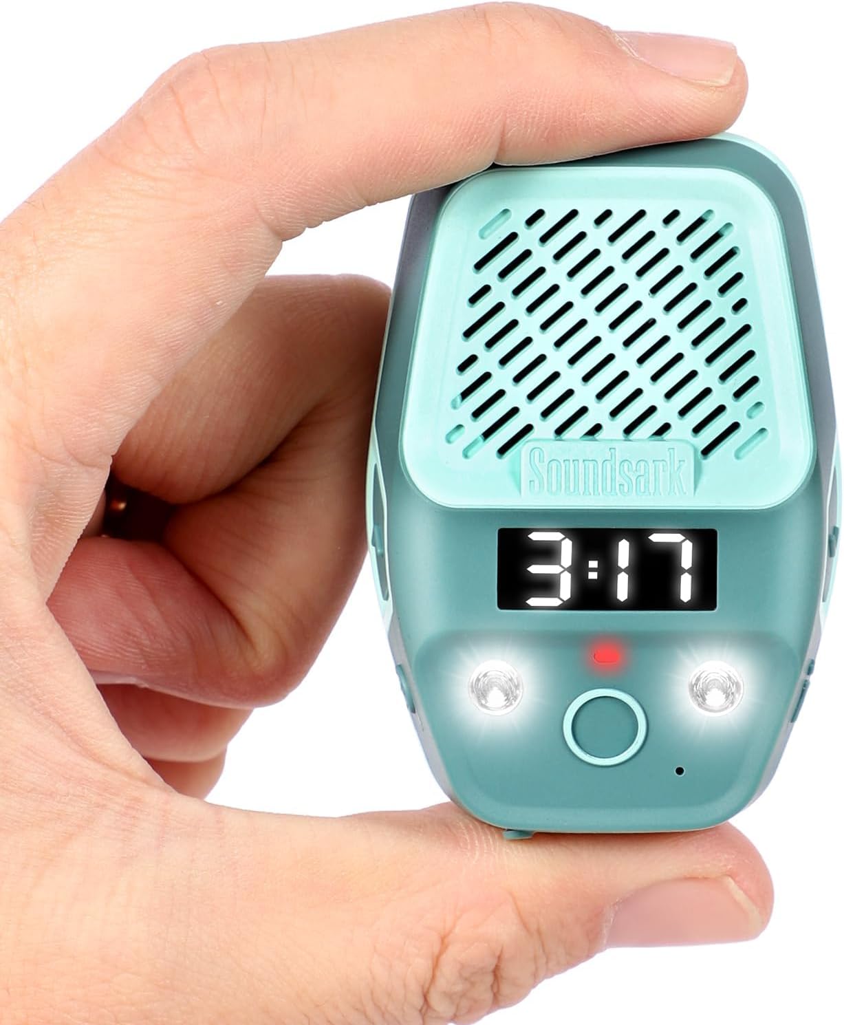 Soundsark Wearable Bluetooth Speaker, Clip-on Waterproof Speaker with LED Lighting & Clock Display, Built