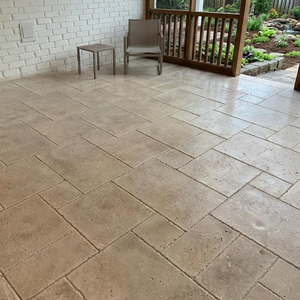 Travertine Ashlar Tile Concrete Stamps | Made in USA | 32" x 24" | Durable Rigid Mat for Driveways, Walkways and Patios – SM 6000/1