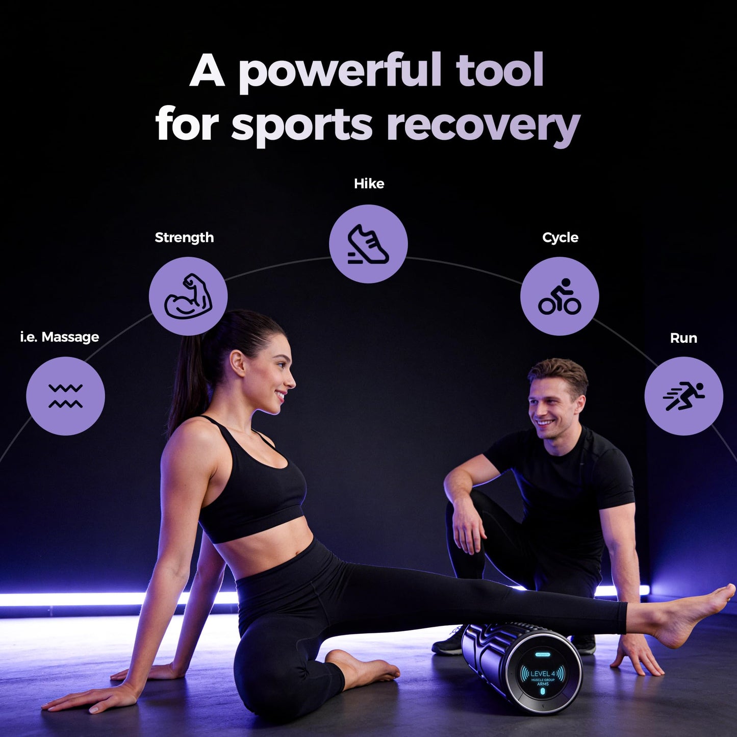 Vibrating Foam Roller with Smart APP Control, 5-Speed Electric Deep Tissue Massage Roller for Back Pain Relief, Muscle Recovery, Physical Therapy, Yoga, Neck, Leg Pain - Rechargeable & Portable
