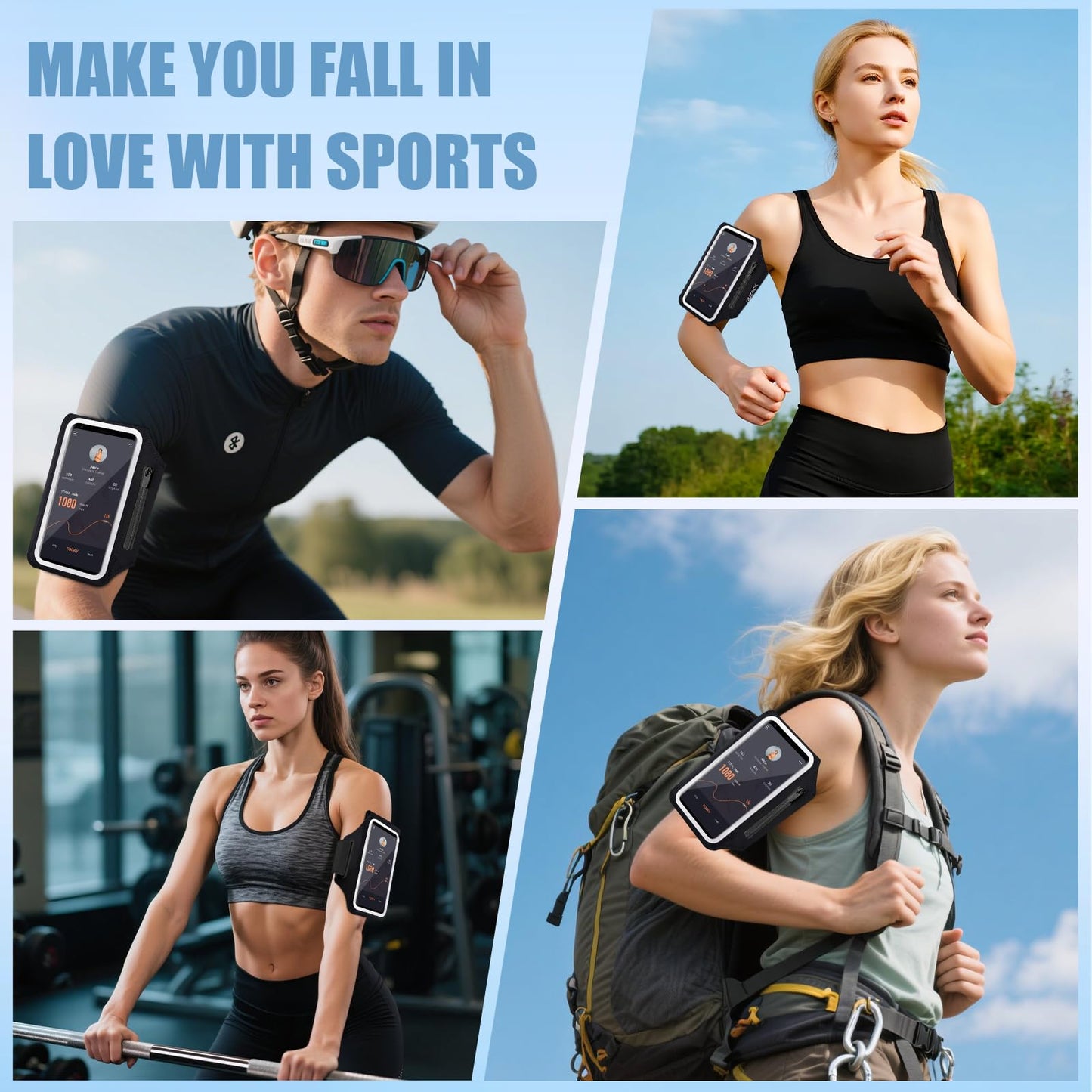 Running Armband with Earphone Pouch & Card Slot, Running Phone Holder for iPhone 17 16 15 14 Pro Max Plus Galaxy S25 S24 S23 Ultra, Up to 6.8" Phones