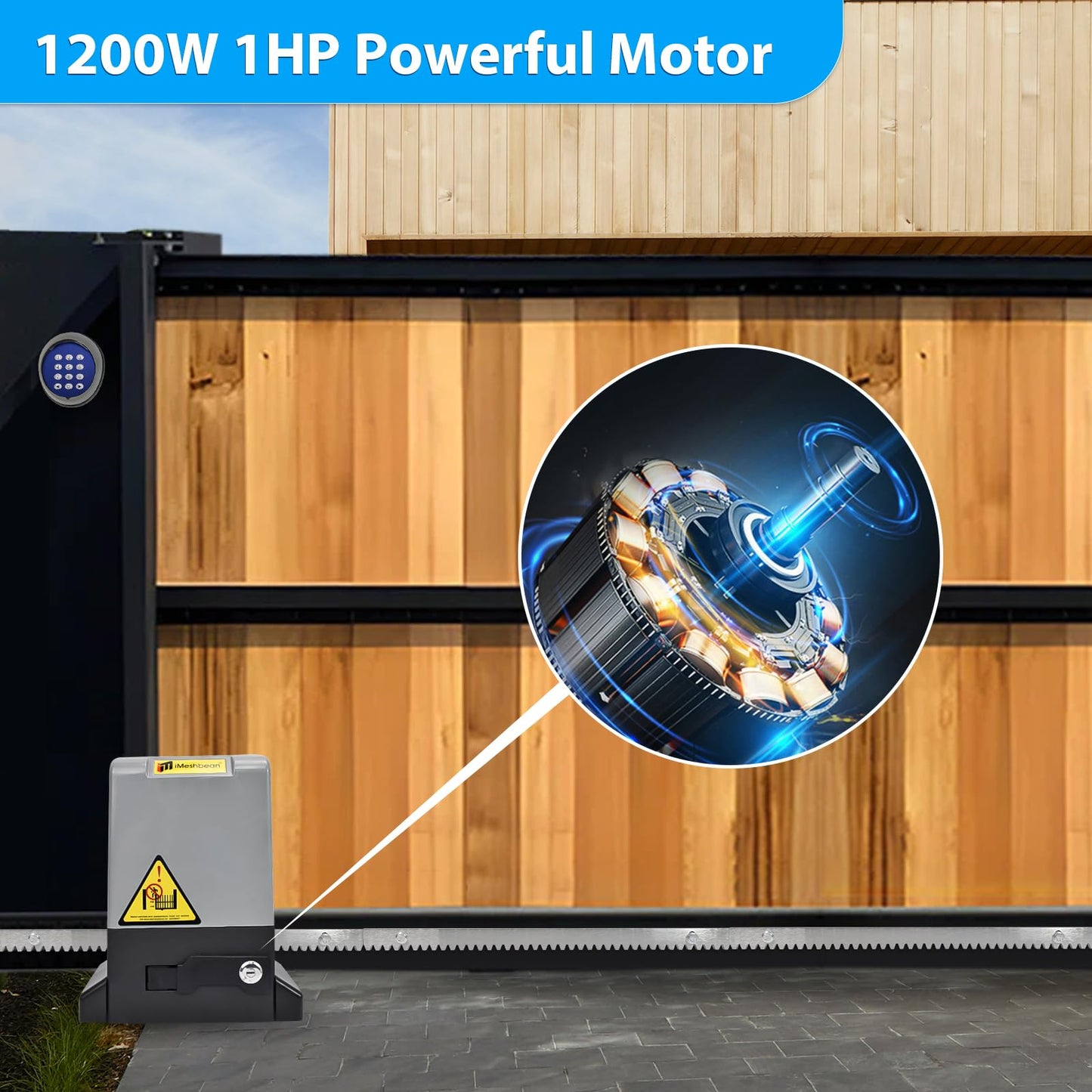 5000LB Automatic Sliding Gate Opener APP Keypad Control,1200W Gear Rack Driven Sliding Gate Motor with 4 Remotes,Electric Gate Operator System Kit for Sliding Gate Up to 100FT (1200W 5000LB)