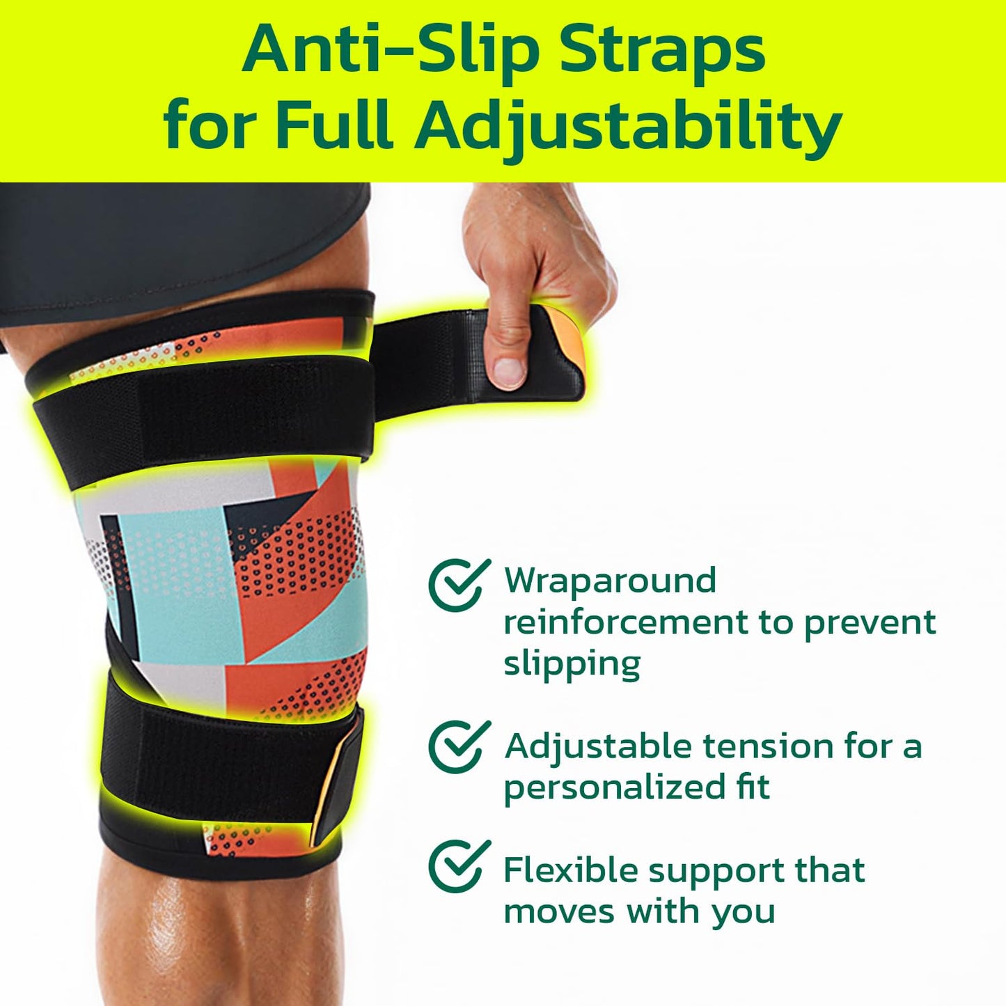 aoFIT Knee Brace (1 Pair) Adjustable Strap 7mm Neoprene Knee Compression Sleeve Knee Support for Men Women for Training & Fitness, Weightlifting, Black Small