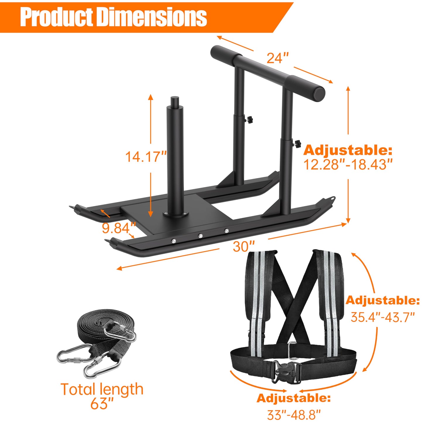 Weight Sled for Training - Heavy Duty Football Sled for Lineman, Adjustable Height Handle Push Pull Sled, Speed & Strength Training, Sled for Working Out, Ideal for Indoor & Outdoor Fitness