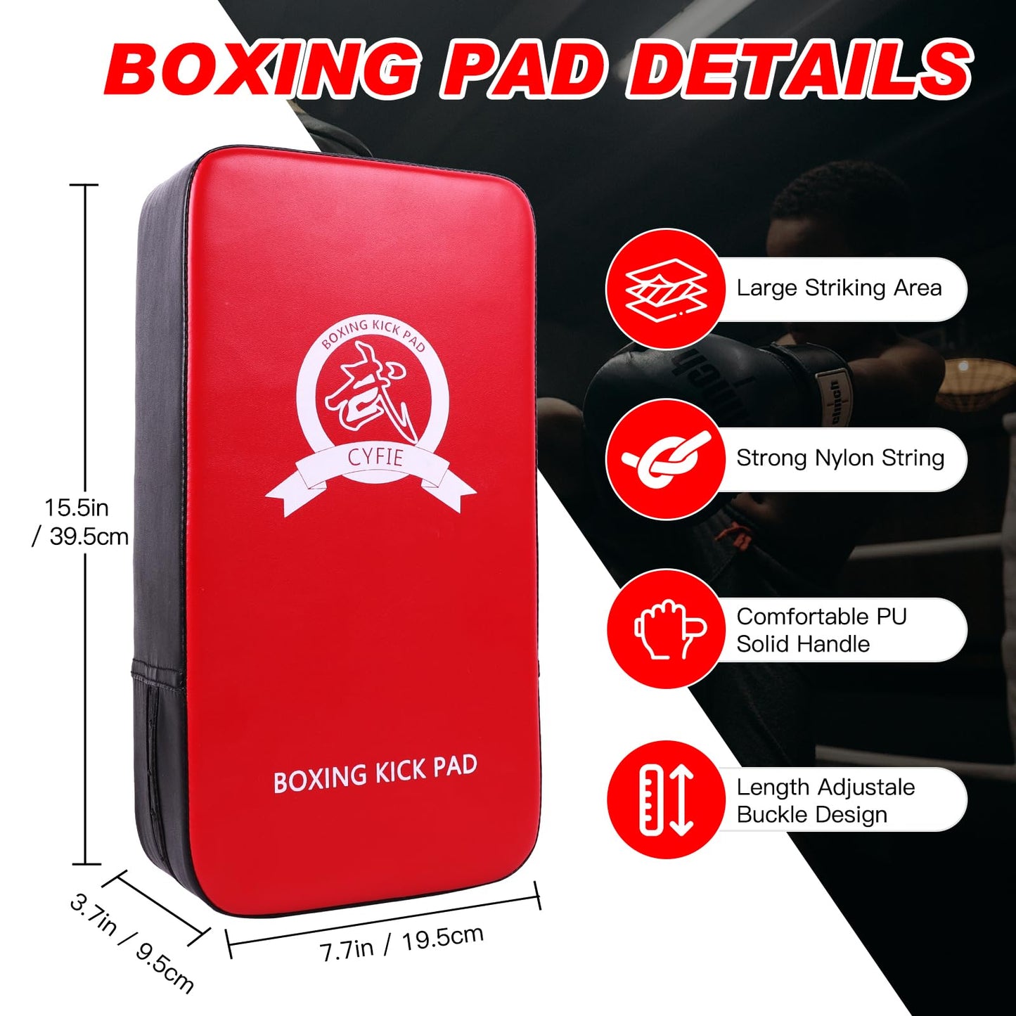 CYFIE 2 in 1 Boxing Equipment Boxing Strike Pads Punching Mitts Set, Boxing Mitts and Pads for Muay Thai, Karate, Taekwondo, Martial Arts Training at Home Gym, Karate Kick Pads for Kids, Youth (Red)