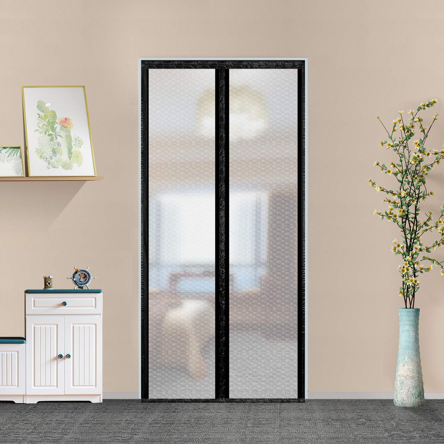 Insulated Curtain, Thermal Magnetic Self-Sealing EVA Screen, Keep Cold Out Door Cover Auto Closer for Kitchen, Bedroom, Air Conditioner Room, Fits Doors up to 34" x 80"