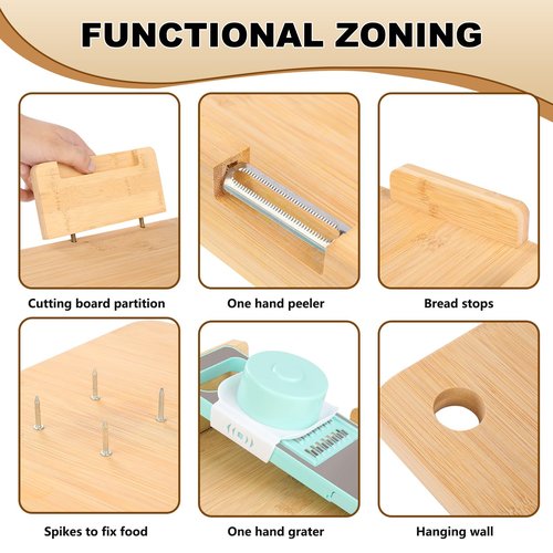 Easy-to-Use Adaptive One Handed Cutting Board,Handicap Kitchen Tools with Bread Stops & Steel Spikes,Easy to Clean-for Amputees,Stroke Victims,Elderly