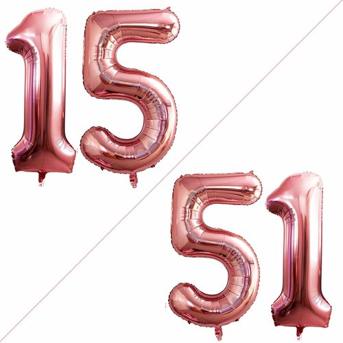 GOER Jumbo 15 Balloons - 42 Inch Rose Gold Foil Helium Decorations for Sweet 15 Birthday Party