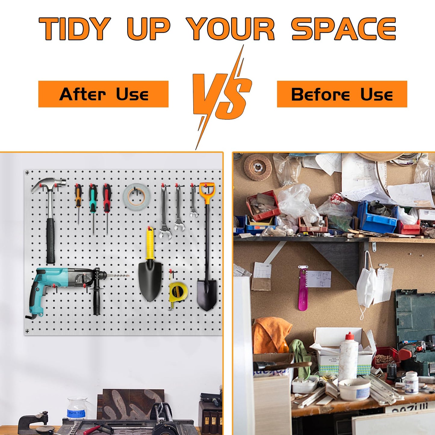 Onsski Pegboard Hooks for Hanging - Peg Board Organizer Accessories Fit New Metal Peg Board Storge Tool 2in 50Pcs