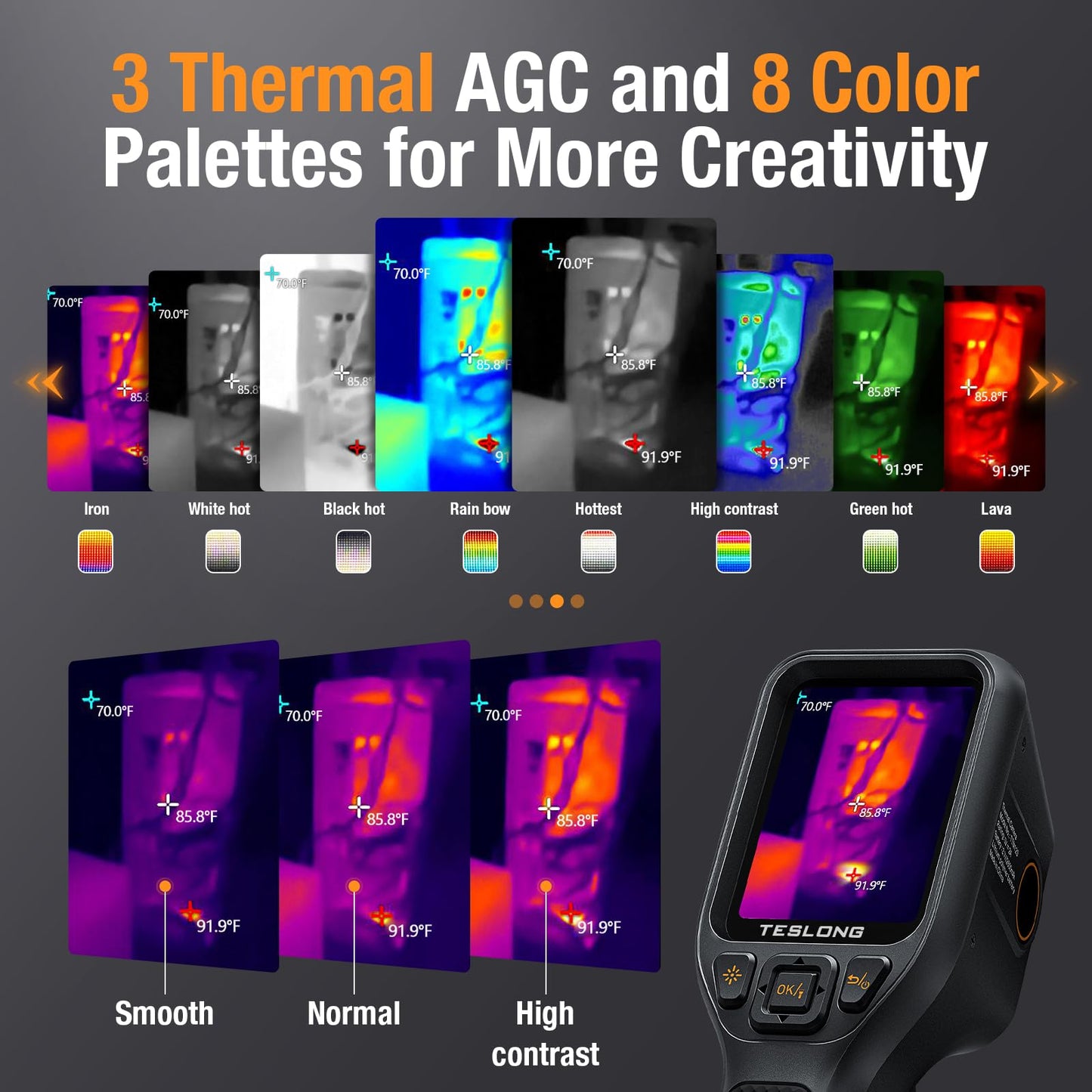 Teslong TTM120S Thermal Imaging Camera, Super Resolution 240 x 180, 3.2" LCD Screen Handheld 25 HZ Refresh Rate Infrared Imager, 120 x 90 IR Resolution