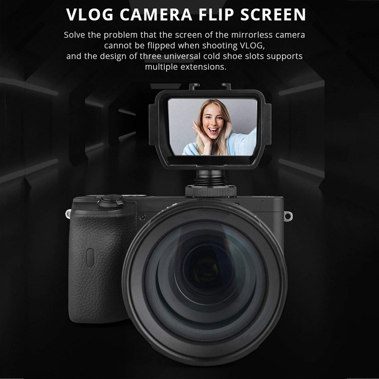Bindpo Filmmaking Camera Selfie Flip Screen, Universal Cold Shoe Mount for Mic Light Vlog for Mirrorless Camera