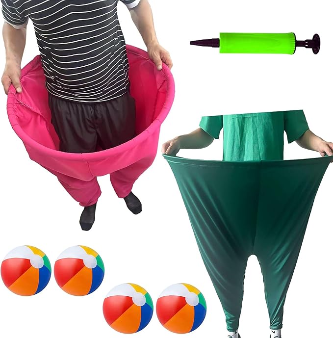 Granny Pants Yard Game Set with Bouncy Balls & Pump,Giant Stretchy Pants, Fun Tossing Games Props for Outdoor Parties, Group Gatherings, Adults and Family