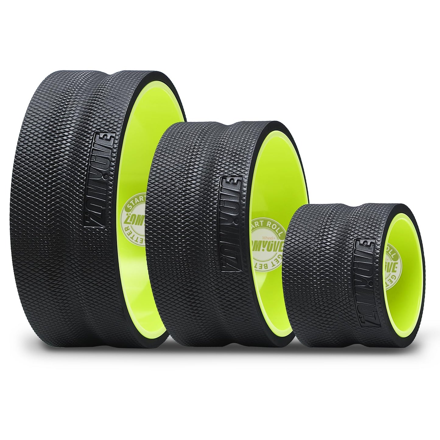 Back Roller Wheel - 3 Pack Yoga Foam Roller for Physical Therapy & Back Stretcher, Deep Tissue Massage for Pain Relief & Stretching | Green.