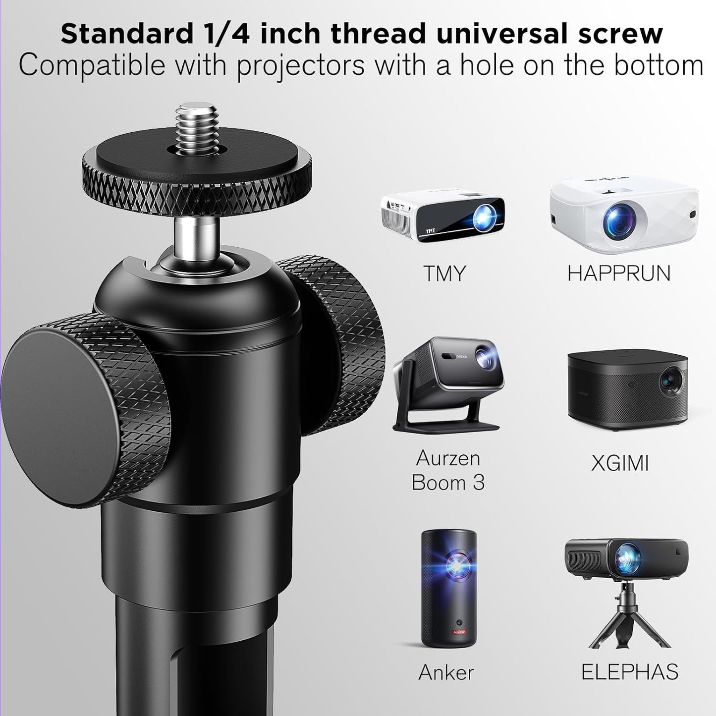 DAWASAPAT 360 90 9"-15" -Inch Ceiling Projector Mount Bracket Matte Black, Rotation & Tilt, Adjustable Length, Screw