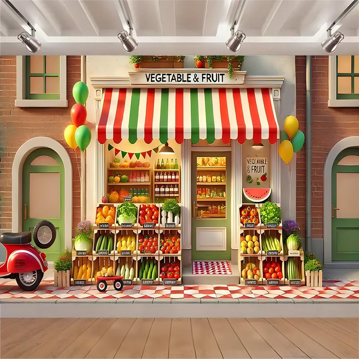 Generic 9 6feet) Vegetables Fruits Shop Backdrop Fresh Fruit Shelves Organic Food Vegetables Photography Background