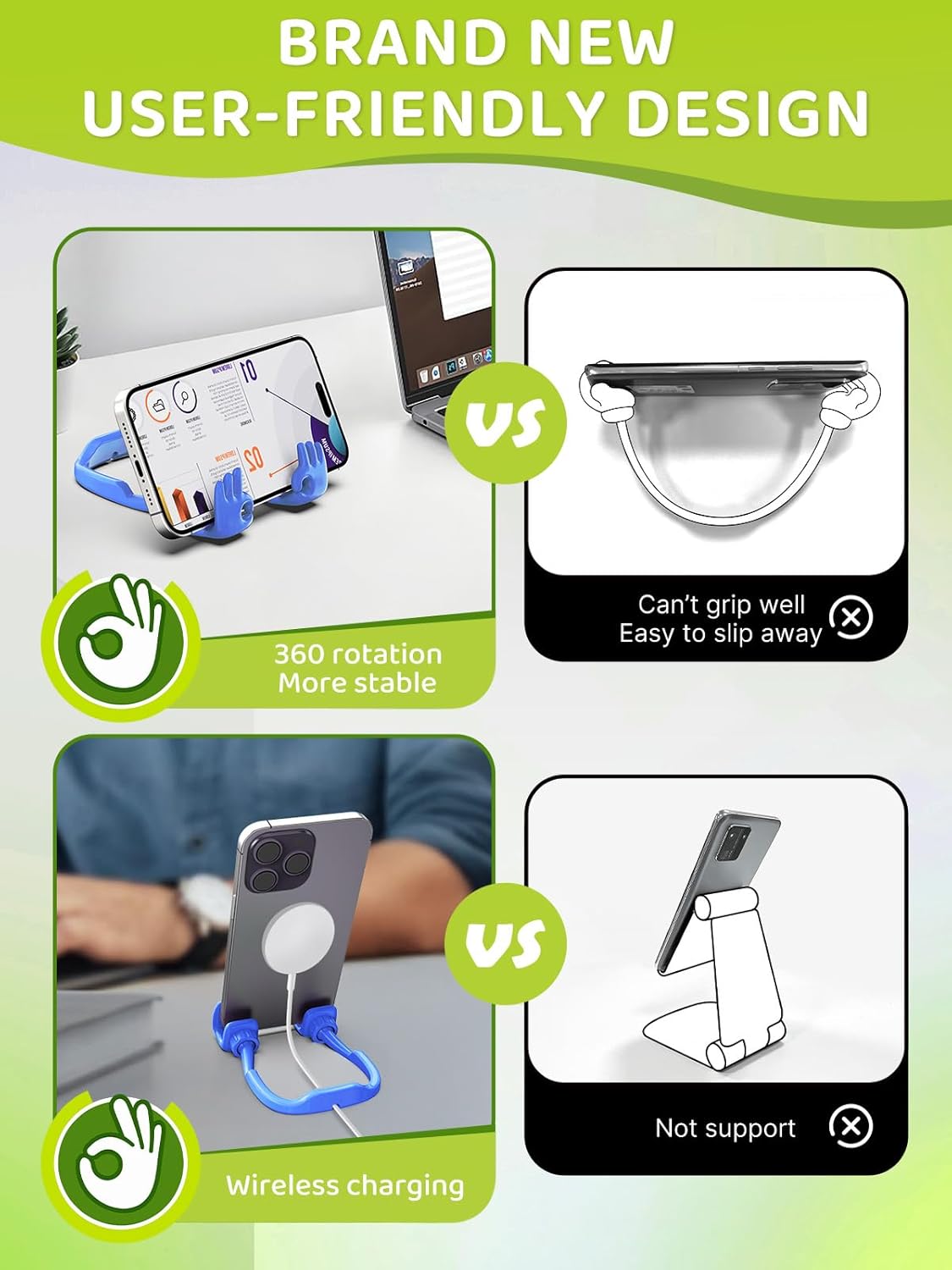 CALDEVER Funny Gifts for Teens Boys Kids Cell Phone Holder: Mens Gifts for Adults OK Hand Phone Stand for Desk Teenage