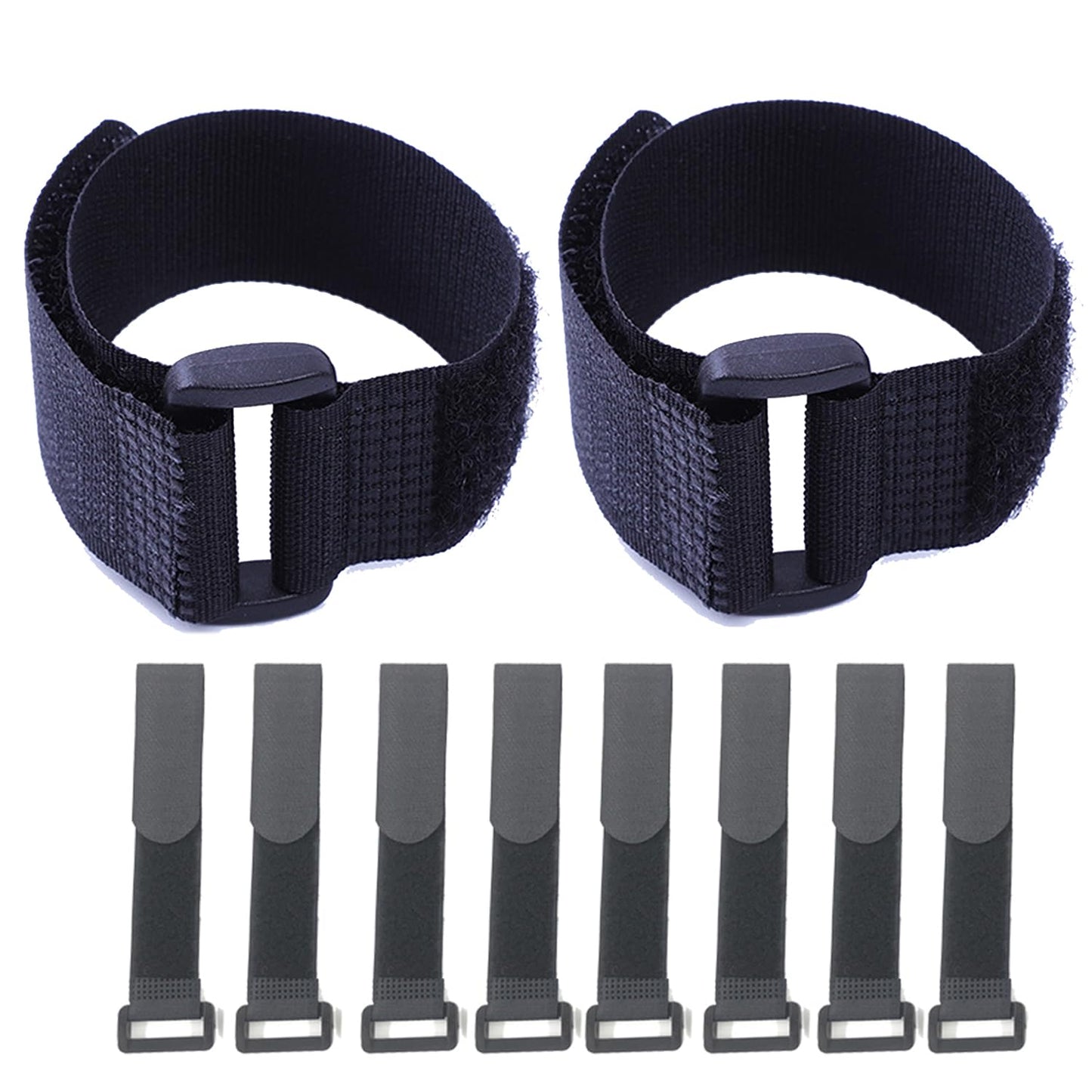 HUAPX Fastening Hook and Loop Cable Straps,10Pack Black Self-Adhesive Cable Ties,Nylon Securing Straps with Buckles,Adjustable and Reusable Cinch Straps for Cords Organized and Tidy(1" x 12")
