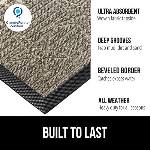 GORILLA GRIP Waterproof All-Season WeatherMAX Doormat - Natural Rubber, Stain & Fade Resistant, 29x17, Sand Beach
