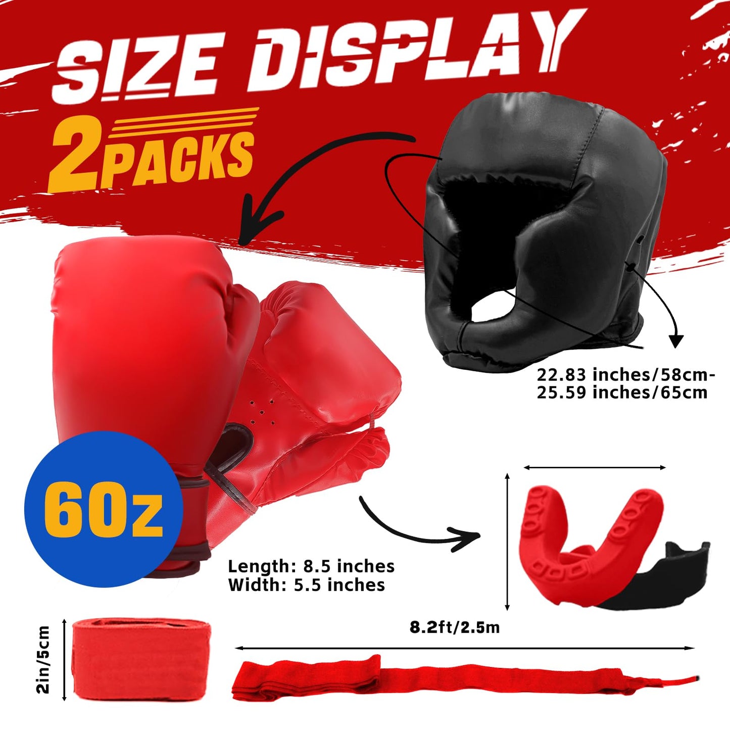 JLXMAXLJ 14 Pcs Boxing Set Boxing Equipment Set for Beginners Including 2 Pair of 6 oz Boxing Gloves Headgear Helmet Hand Wraps Mouth Guards Gifts for Youth Beginners Training Equipment