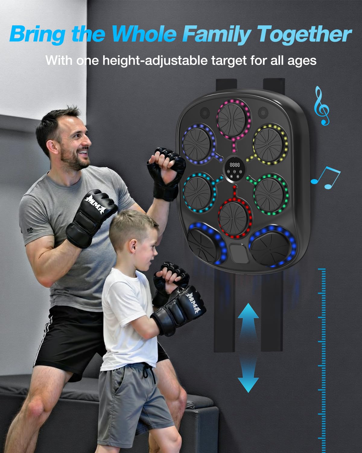 Turquvix Music Boxing Machine for Adults and Kids, Smart Bluetooth Wall Mounted Punching Target with LED Feedback & Boxing Gloves, Home Gym Electronic Punching Bag for Indoor Workouts