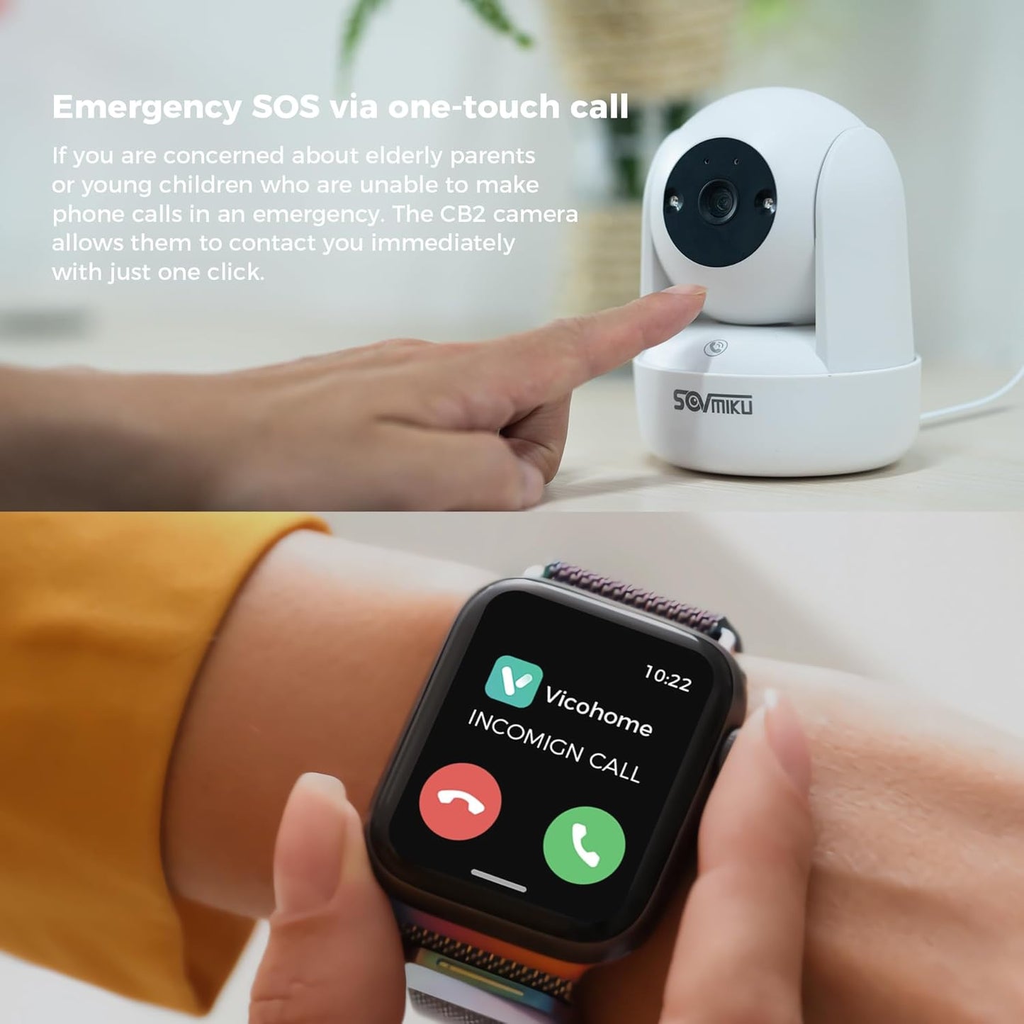 SOVMIKU CB2 2K 5GHz 360 Setup, 180 Vicohome Indoor Camera, Wi-Fi, Plug-in, AI Tracking, Home Security, Pet/Baby