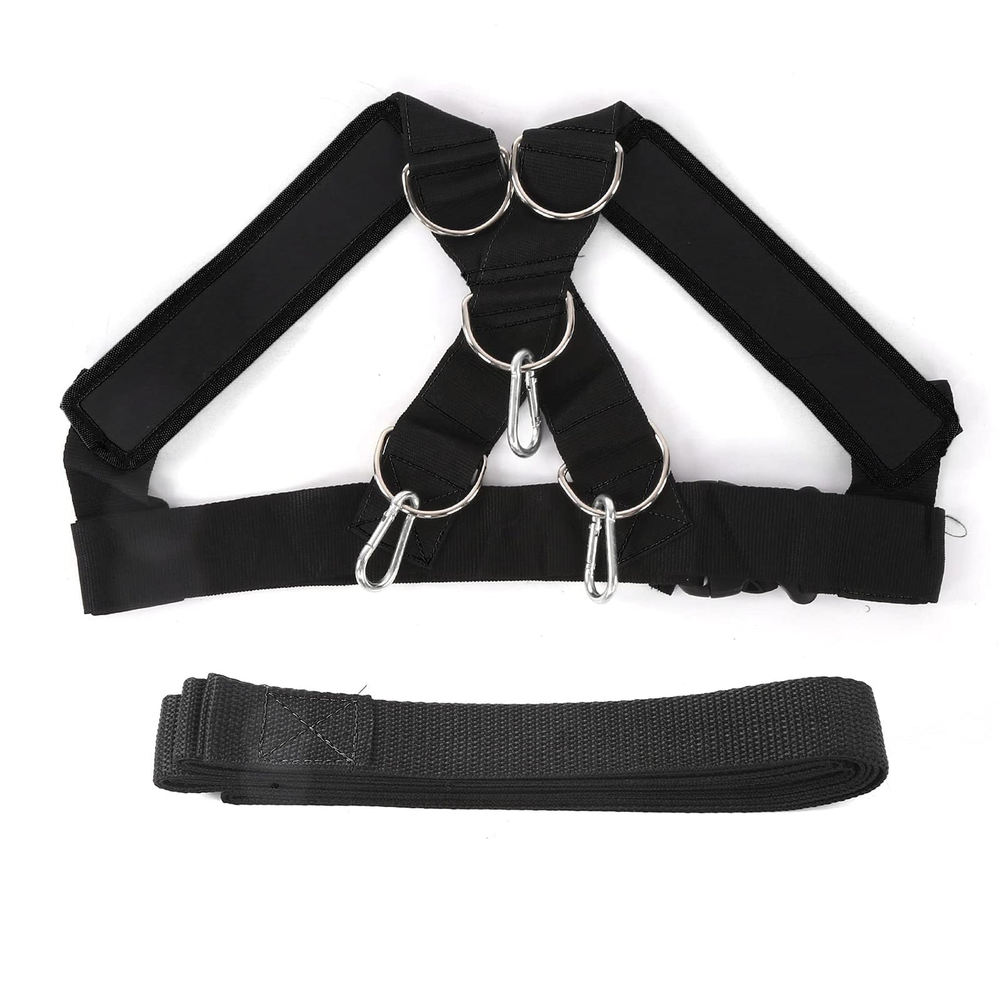 Weight Bearing Shoulder Strap, Nylon Resistances Strength Training Shoulder Bands Pulling Sled Harness Vest Bands with Pulling Strap for Football Workout (Black)