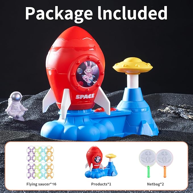 Outdoor Toys for Kids Ages 3-8: Flying Disc Rocket Launcher Toy Butterfly Chasing Games, Outside Activities Toy for Kids Ages 3 4 5 6 7 8, Yard Games Birthday Gift for Toddlers Boys Girls, Red