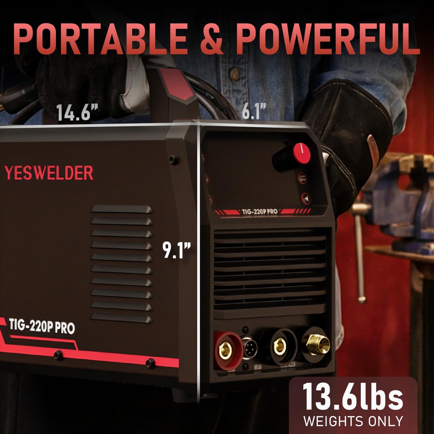 YESWELDER 220A TIG Welder 5 In 1 with Pulse, 110V/220V Dual Voltage STICK/DC TIG/PULSE TIG/COLD SPOT TIG/WELD CLEAN MODE with HF Start, Auto Post-Gas, Foot Pedal Interface