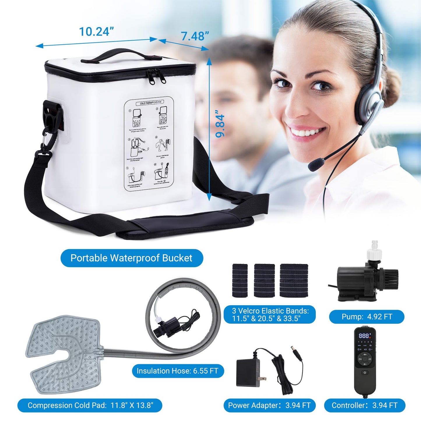 Ice Machine for Knee After Surgery - Programmable Timer Cold Therapy Machine, Portable, Quiet Pump, 12H Cooling, Knee Replacement Recovery System, Cryotherapy Pain Relief & Swelling, ACL Recovery