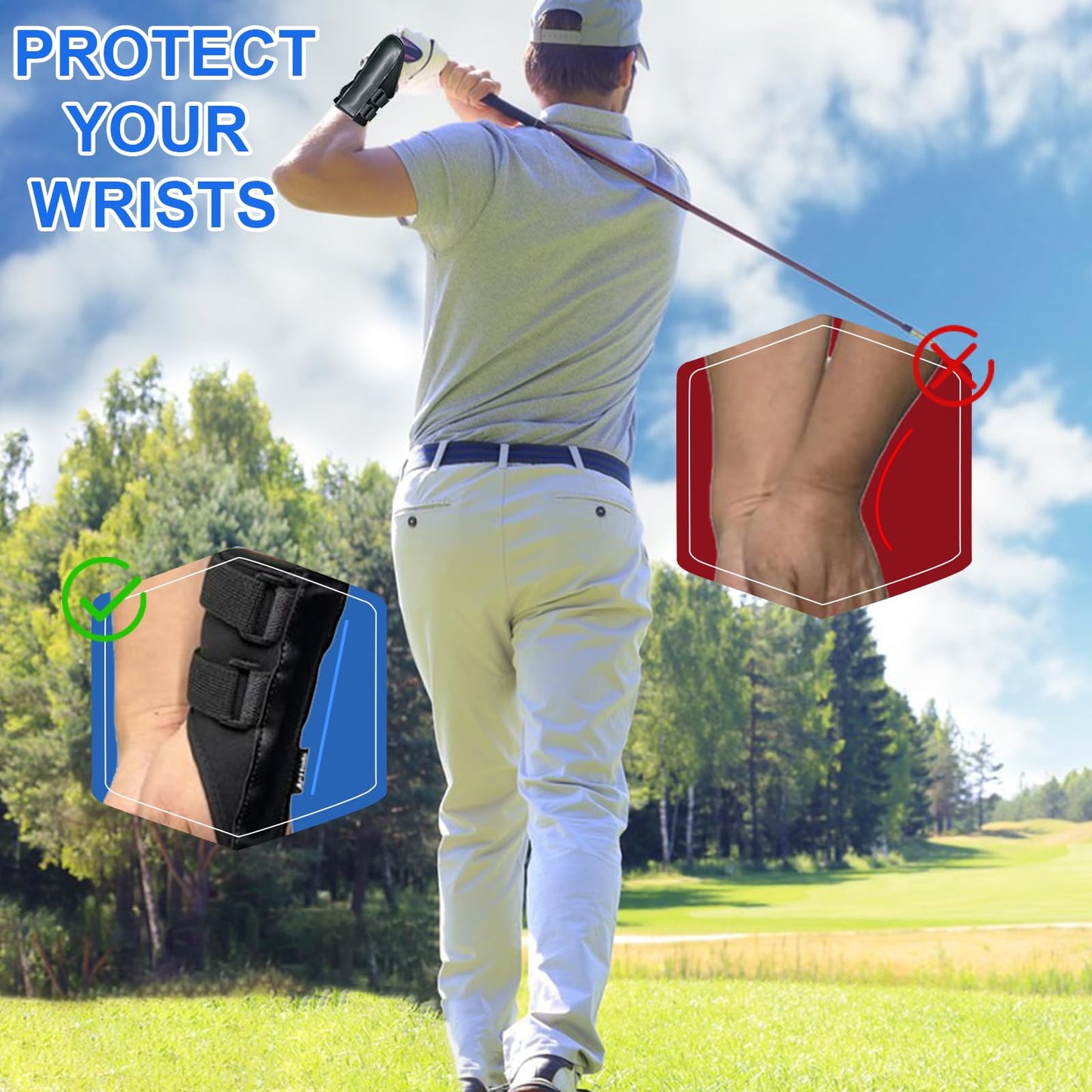 KINGTAIXIN Golf Wrist Training Aid, 2 Pack Golf Swing Band and Golf Wrist Correction Trainer, Golf Grip Trainer for Beginners Arm Posture Correcting