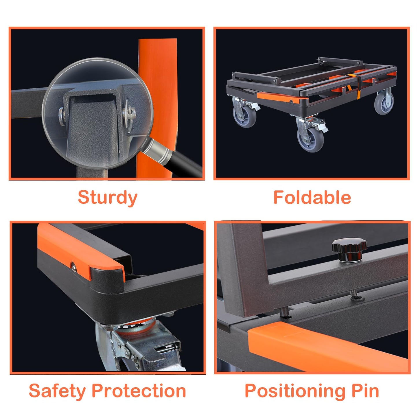 Folding Drywall Cart Heavy Duty,Panel Cart Load 2200 lbs Capacity,Drywall Dolly with Rubber Swivel Casters,Panel Dolly Handling Plywood Sheetrock Glass and Windows Service