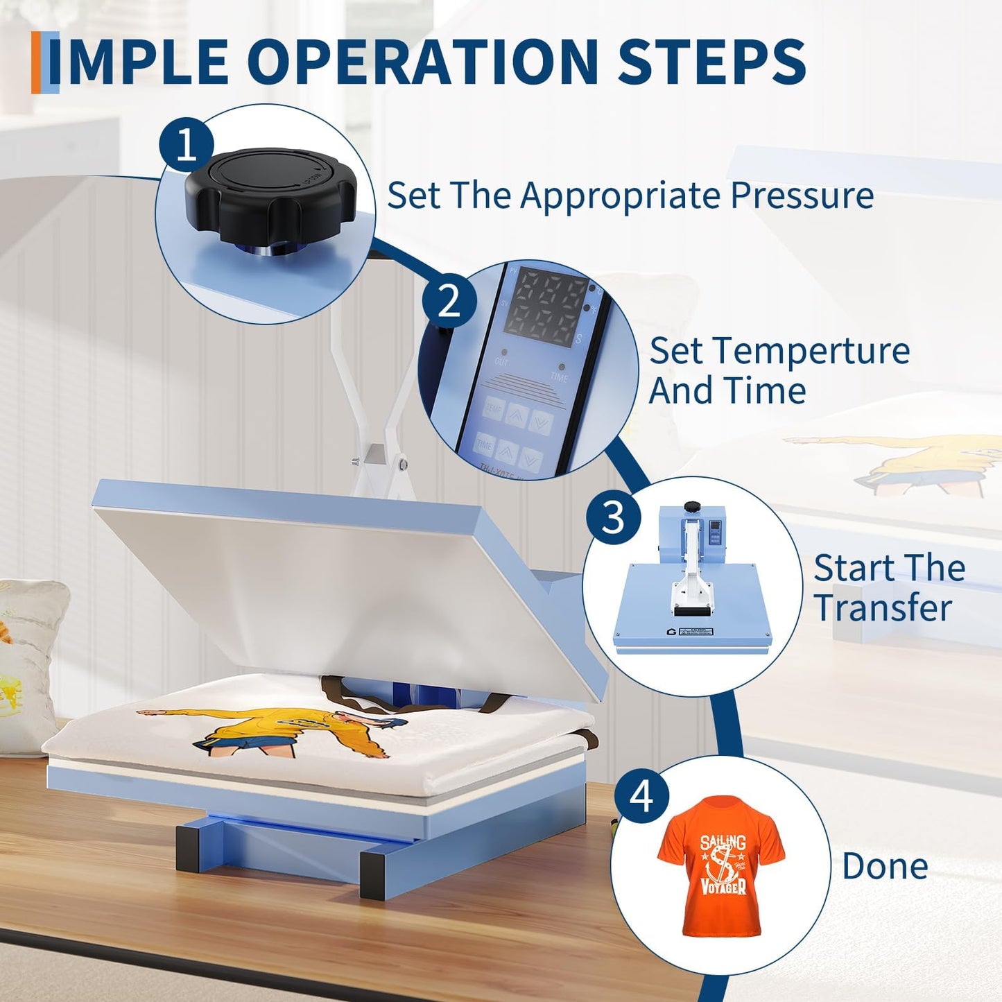 Heat Press Machine for t-Shirt, 16X20 in Digital Heat Transfer Press with Adjustable Pressure, Fast Heating Manual Press for Sublimation