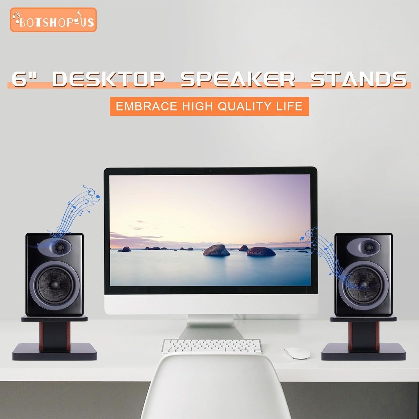 Gdrasuya10 6" 15" Desktop Bookshelf Speaker Stands Pair for Under Studio Speaker Riser Medium&Small Speakers Studio