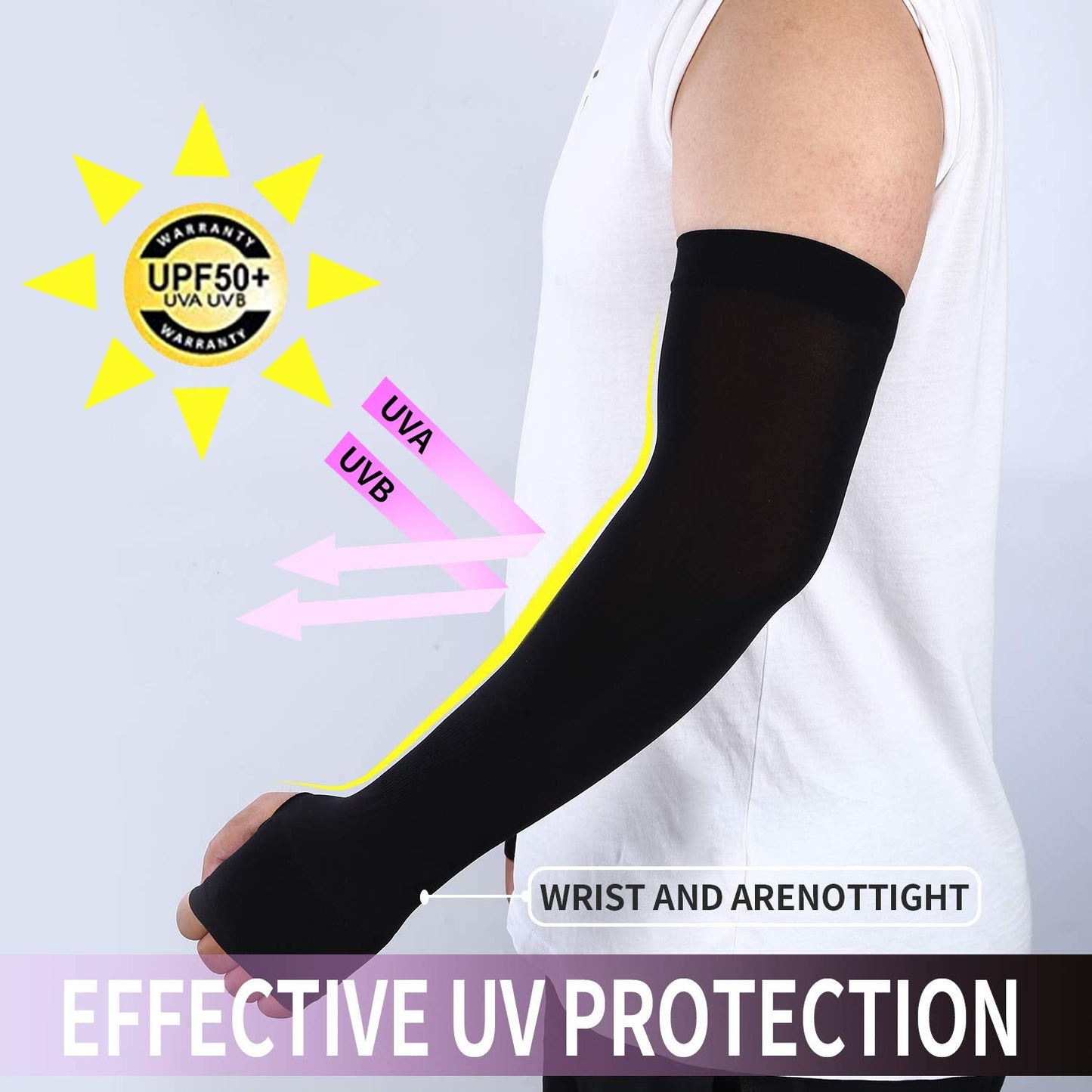 TEVEUNI 2Pairs Arm Sleeves for Women Men with Hand Cover Compression Arm Sleeve Tattoo Cover Up Sleeves to Cover Arms Women's Warm & Cooling Arm Warmers