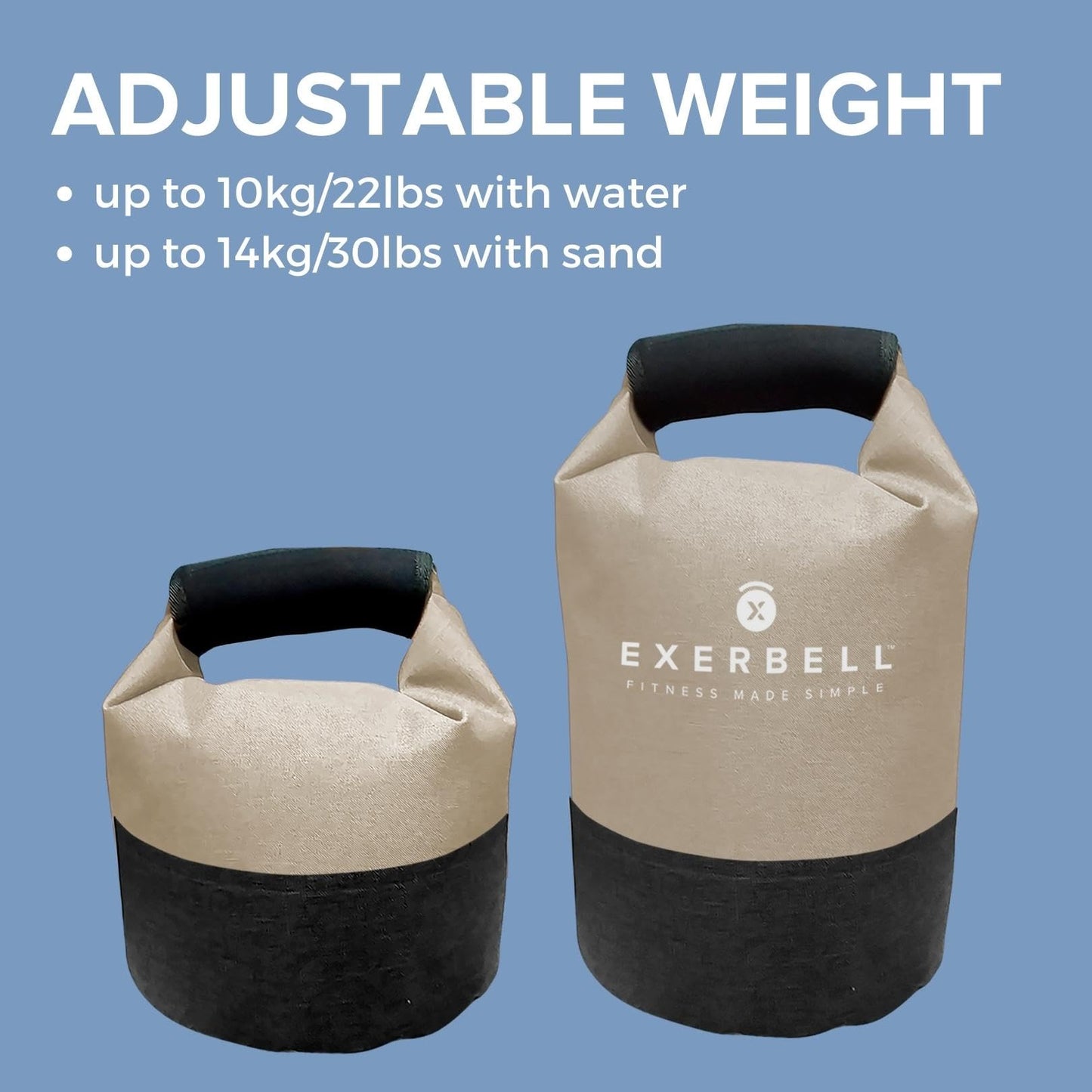 Exerbell Foldable Adjustable Kettlebell 4-30lbs – Portable Water Sandbag Functional Strength Tool – Soft Floor-Friendly Mobility Gear for Home Gym Travel – Leak-Resistant Load with Internal Scale