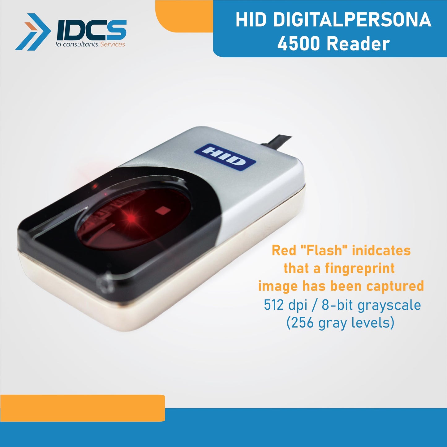 HID DigitalPersona URU4500, Fingerprint Biometric Reader, Pack of 2, IDCS Demo Soft.