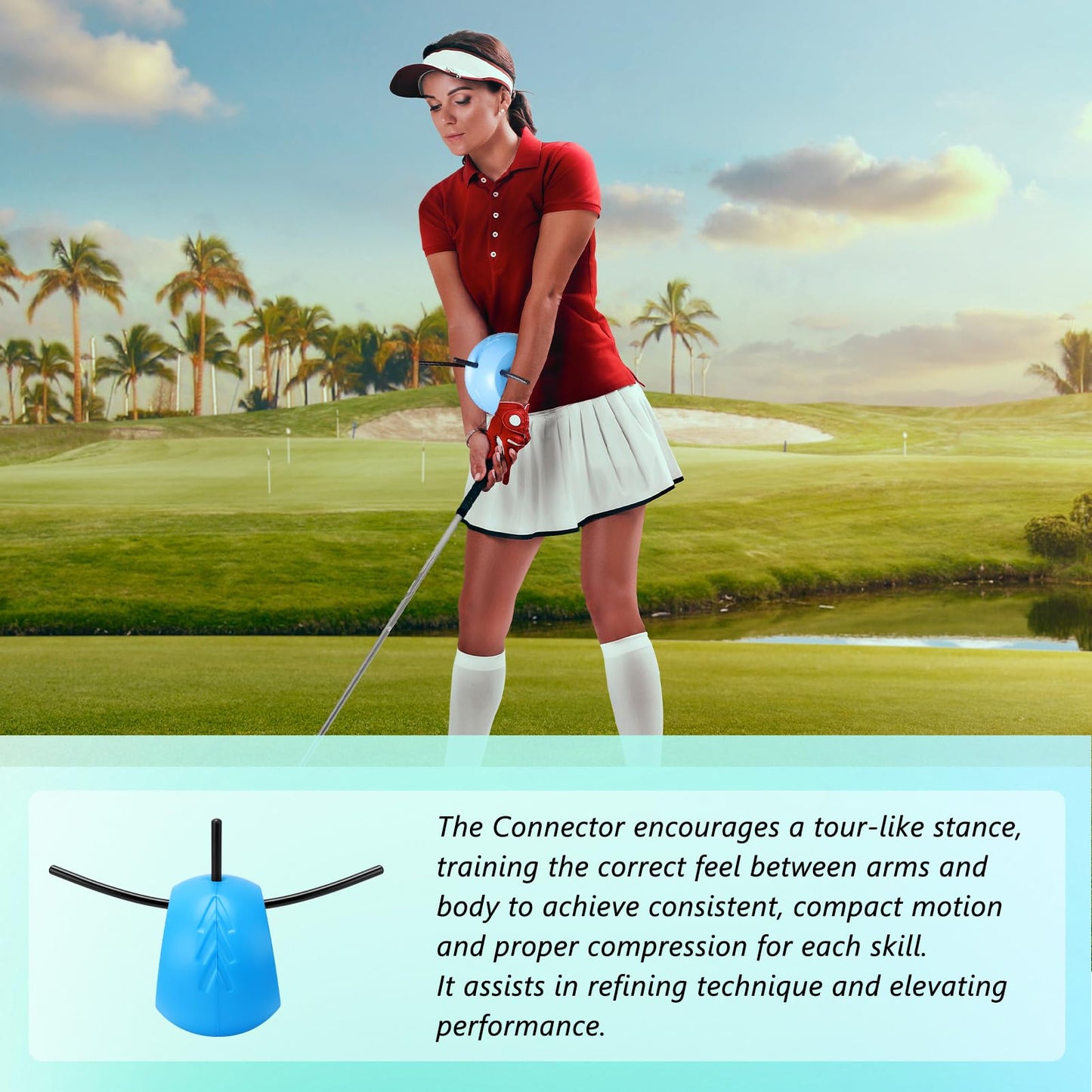 ZEMBSOYA Golfs Swing Training aid, Swing Training Aid Aluminum PU Foam Portable Posture Correction Putting Aid Trainer for Beginners Practice Helps Train Proper Swing Mechanics, Arm Structure Blue