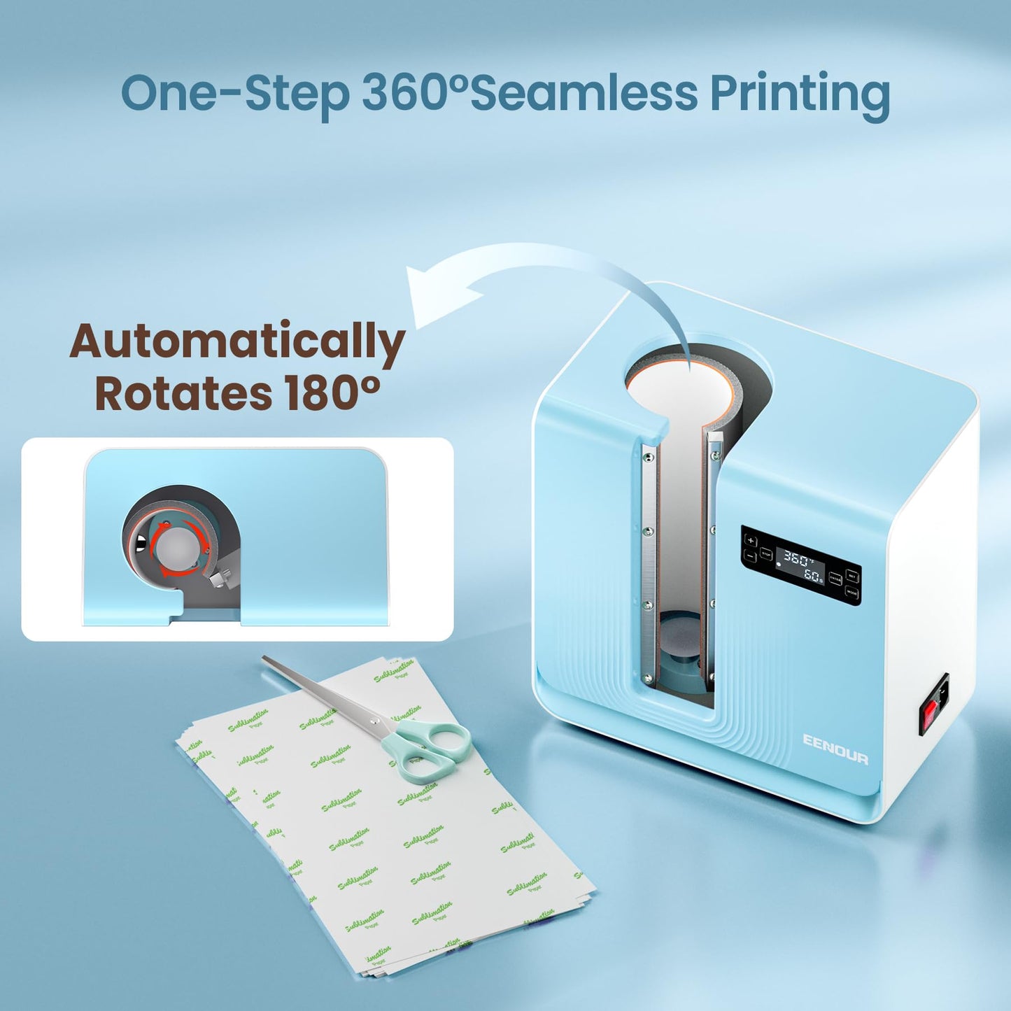 EENOUR Auto Tumbler Heat Press Machine, Automatic Rotating Tumbler Press, Pressure Setting Mug Press for Seamless Print, Even Heating Cup Press, for 11-32oz Sublimation Tumblers, Mugs, Glasses
